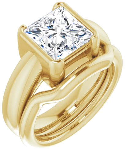 Sužadėtuvių Žiedas „Half-Bezel Solitaire“ 14k yellow gold Square 8mm (6)