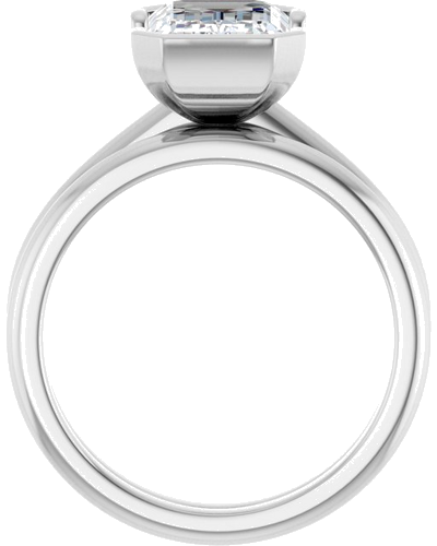 Sužadėtuvių Žiedas „Half-Bezel“ 14k white gold Emerald 10mm x 7mm (6)