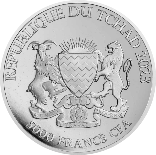 1 oz Vērsis vs Lācis 2023 Čada sudraba monēta (2)