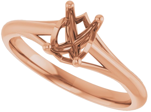 Sužadėtuvių Žiedas „Solitaire“ 14k rose gold Emerald 6mm x 4mm (5)