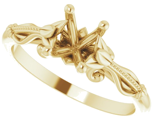 14K Yellow 7x5 mm Oval Sculptural-Inspired Engagement Ring Mounting (5)