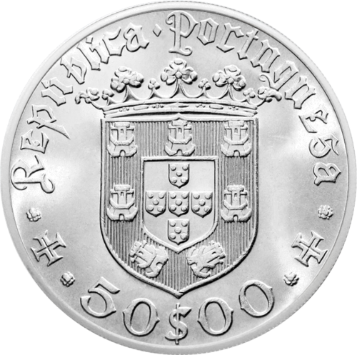 50 eskudų Pedro Alvares Cabral 1968 Portugalija sidabrinė moneta (2)