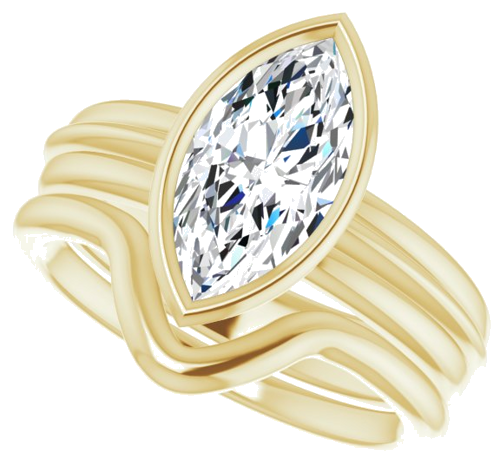 Sužadėtuvių Žiedas „Bezel-Set Solitaire“ 10k yellow gold Marquise 12mm x 6mm (10)