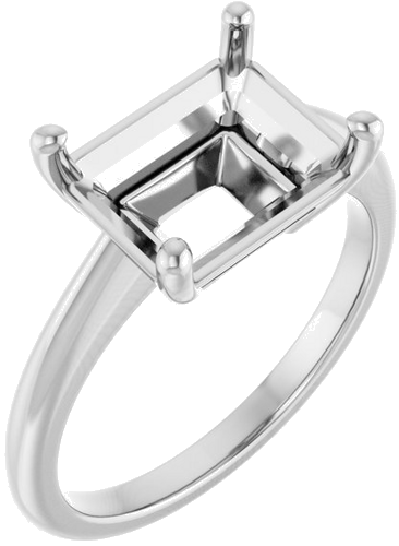 14K White 10x8 mm Emerald Solitaire Engagement Ring Mounting (1)