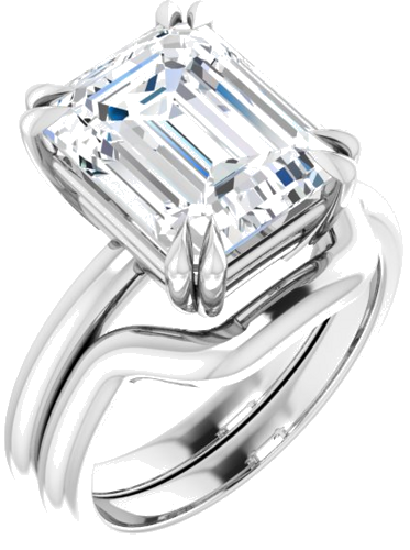 Sužadėtuvių Žiedas „Double Claw-Prong Solitaire“ 14k white gold Emerald 11mm x 9mm (6)
