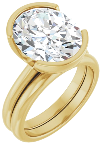 Sužadėtuvių Žiedas „Half-Bezel“ 14k yellow gold Oval 13mm x 11mm (6)