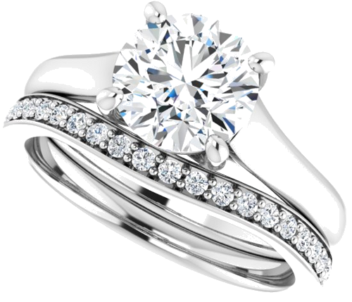 Sužadėtuvių Žiedas „Solitaire“ 585 Baltojo Aukso Round 7.4mm (10)