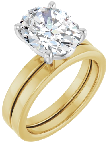 Sužadėtuvių Žiedas „Solitaire“ 14k yellow/white gold Oval 11mm x 9mm (6)