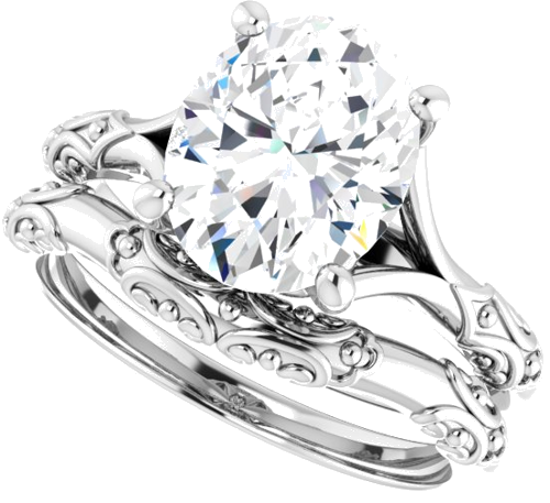 Sužadėtuvių Žiedas „Solitaire Sculptural“ 14k white gold Oval 10mm x 8mm (10)