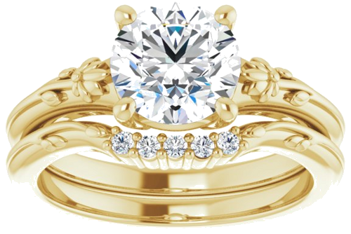 Sužadėtuvių Žiedas „Solitaire“ 585 Geltonojo Aukso Round 7.4mm (8)