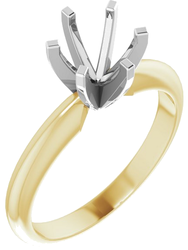 Sužadėtuvių Žiedas „Light Solitaire“ 585 Baltojo Ir Geltonojo Aukso Round 6mm x 6.6mm (1)