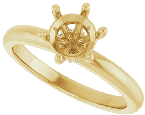 Sužadėtuvių Žiedas „Accented“ 14k yellow gold Round 6.5mm (5)