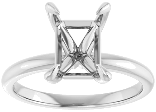 14K X1 White  9x7 mm Emerald Solitaire Engagement Ring Mounting (3)