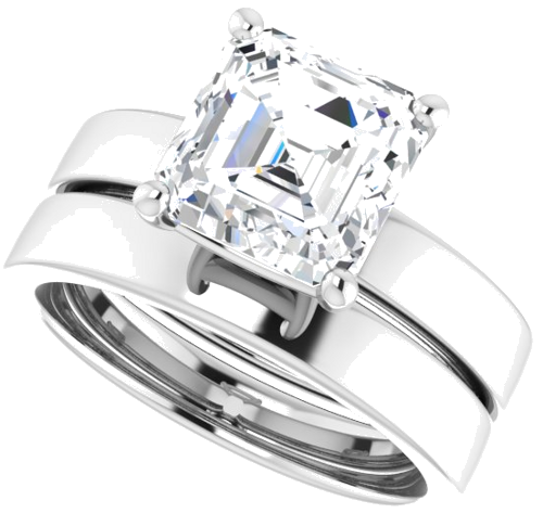 Sužadėtuvių Žiedas „Solitaire“ 585 Baltojo Aukso Asscher 8mm (10)