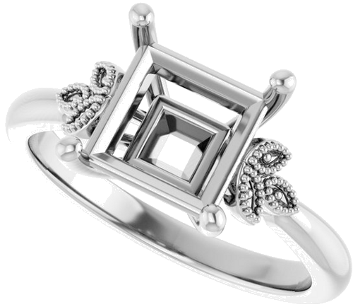 Sužadėtuvių Žiedas „Solitaire“ 14k white gold Square 7mm (5)