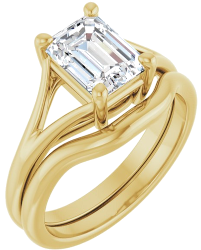 Sužadėtuvių Žiedas „Solitaire Split-Shank“ 14k yellow gold Emerald 8mm x 6mm (6)