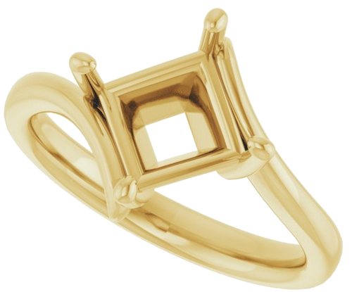 Sužadėtuvių Žiedas „Solitaire Bypass“ 10k yellow gold Square 7mm (5)