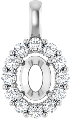 Pakabukas „Halo-Style“ 14k white gold Oval 8mm x 6mm (1)