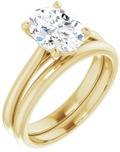 Sužadėtuvių Žiedas „Solitaire“ 750 Geltonojo Aukso Oval 9mm x 7mm (6)