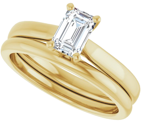 Sužadėtuvių Žiedas „Solitaire“ 585 Geltonojo Aukso Emerald 6mm x 4mm (10)