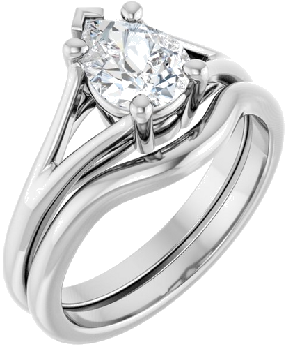 Sužadėtuvių Žiedas „Solitaire Split-Shank“ 14k white gold Pear 8mm x 6mm (6)