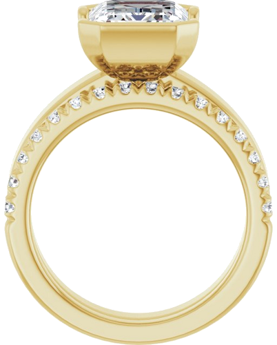 Sužadėtuvių Žiedas „Half-Bezel Solitaire“ 14k yellow gold Emerald 10mm x 8mm (7)