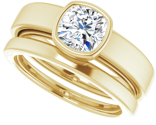 Sužadėtuvių Žiedas „Bezel-Set Solitaire“ 585 Geltonojo Aukso Cushion 6mm (10)