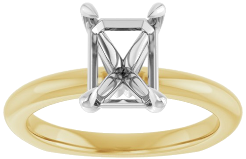 Sužadėtuvių Žiedas „Claw-Prong Euro Shank“ 14k yellow/white gold Emerald 8mm x 6mm (3)