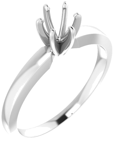 14K White 4.2-4.9 mm Round 6-Prong Solitaire Engagement Ring Mounting (1)