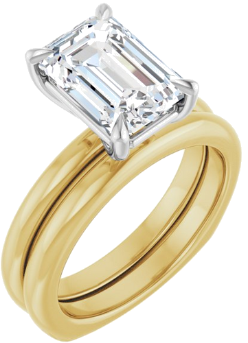 Sužadėtuvių Žiedas „Claw-Prong Euro Shank“ 14k yellow/white gold Emerald 10mm x 7mm (6)