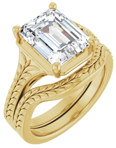 Sužadėtuvių Žiedas „Solitaire“ 14k yellow gold Emerald 10mm x 8mm (6)