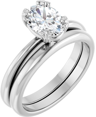 Sužadėtuvių Žiedas „Solitaire“ 14k white gold Oval 8mm x 6mm (6)