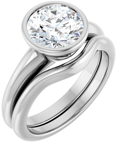 Sužadėtuvių Žiedas „Bezel-Set Solitaire“ 14k white gold Round 8.2mm (6)