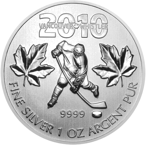 1 oz Хокей на лед 2010 Канада 5 долара сребърна монета (1)