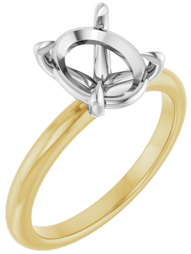 14K Yellow White 10x8 mm Oval Solitaire Engagement Ring Mounting (1)