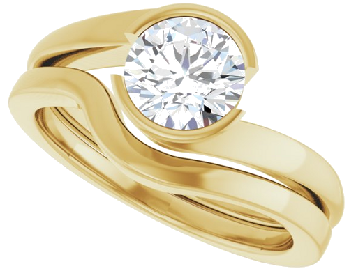 Sužadėtuvių Žiedas „Half-Bezel Solitaire“ 14k yellow gold Round 6.5mm (10)