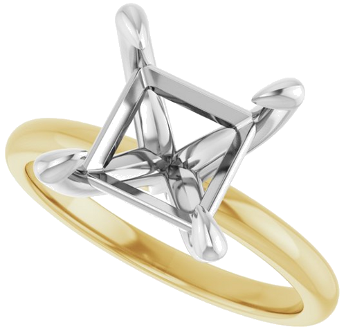 Sužadėtuvių Žiedas „Solitaire“ 14k yellow/white gold Square 8mm (5)
