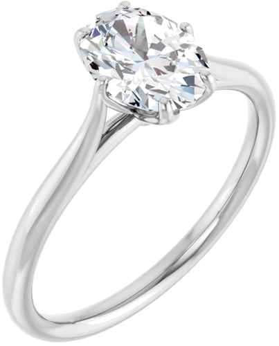 Sužadėtuvių Žiedas „Solitaire“ 585 Baltojo Aukso Oval 8mm x 6mm (6)