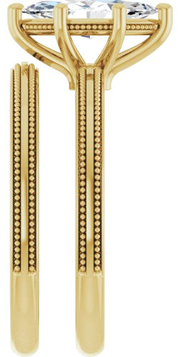 Sužadėtuvių Žiedas „Solitaire Milgrain“ 14k yellow gold Marquise 10mm x 5mm (9)