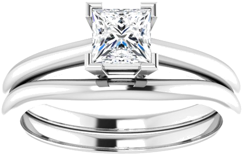 Sužadėtuvių Žiedas „V-End Prong“ 14k white gold Square 4.5mm (8)