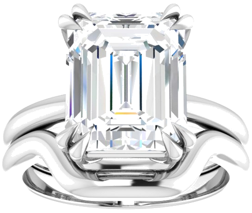 Sužadėtuvių Žiedas „Double Claw-Prong Solitaire“ 14k white gold Emerald 11mm x 9mm (8)