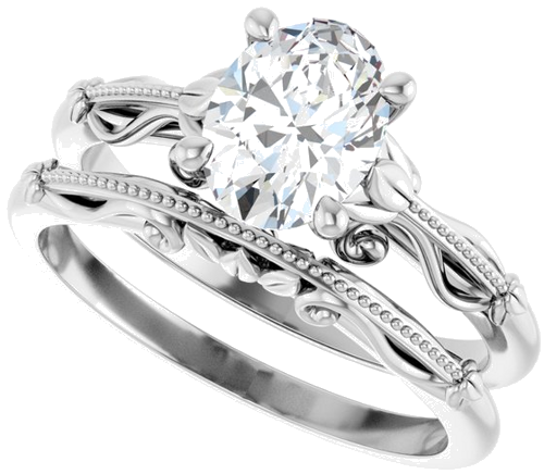 14K White 8x6 mm Oval Sculptural-Inspired Engagement Ring Mounting (10)