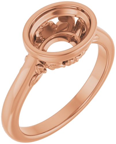 Sužadėtuvių Žiedas „Bezel-Set“ 10k rose gold Oval 9mm x 7mm (1)