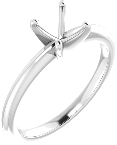 14K White  4.5x4.5 mm Square Solitaire Engagement Ring Mounting (1)