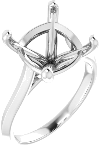 Sužadėtuvių Žiedas „Claw-Prong“ 14k white gold Cushion 11mm (1)