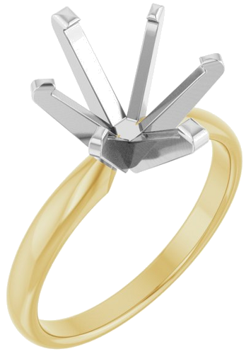 14K Yellow White 11x9 mm Oval Solitaire Engagement Ring Mounting (1)