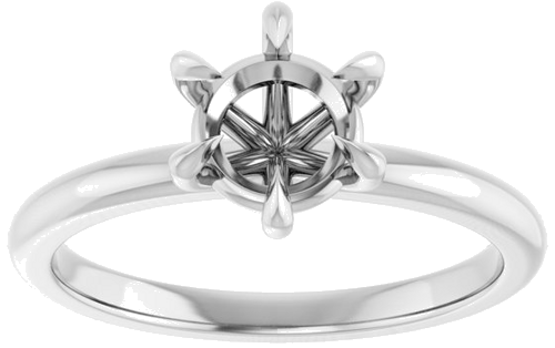 10K White 6.5 mm Round Solitaire Engagement Ring Mounting (3)