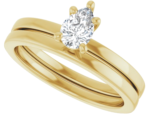 Sužadėtuvių Žiedas „Solitaire“ 14k yellow gold Pear 6mm x 4mm (10)