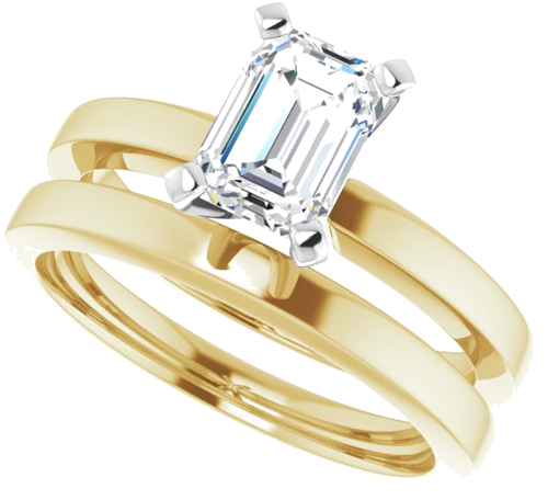 Sužadėtuvių Žiedas „Solitaire“ 585 Baltojo Ir Geltonojo Aukso Emerald 7mm x 5mm (10)