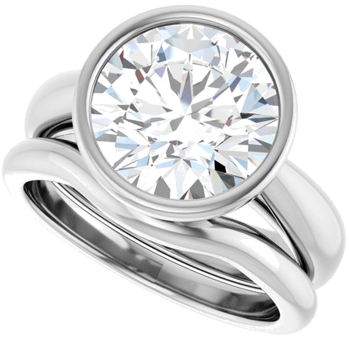 Sužadėtuvių Žiedas „Bezel-Set Solitaire“ 14k white gold Round 10mm (10)